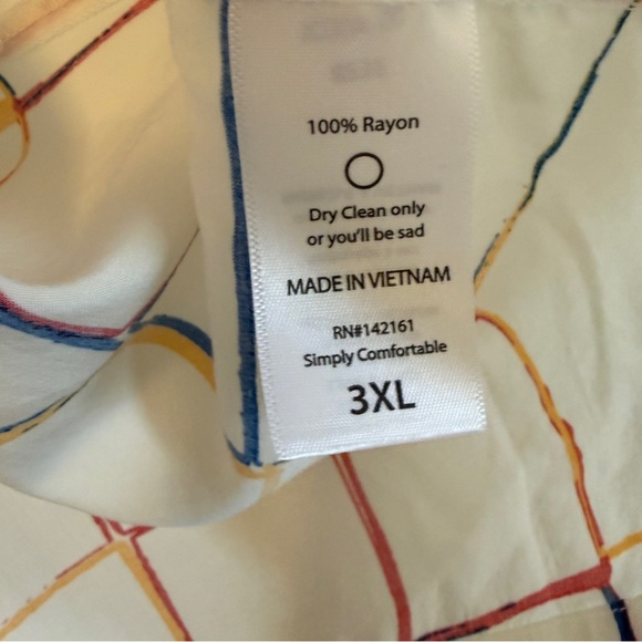 LLR Vibrant 80s Retro Grid Button Up | 3XL Oversized Funky Artsy Aesthetic Top - Picture 6 of 15